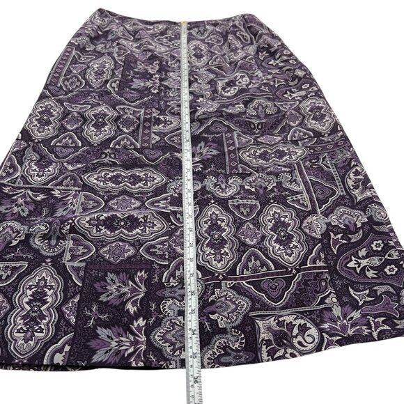 Vintage Talbots‎ Silk Geometric Print Midi Skirt Purple 14 Whimsygoth Y2K Boho - Picture 7 of 7
